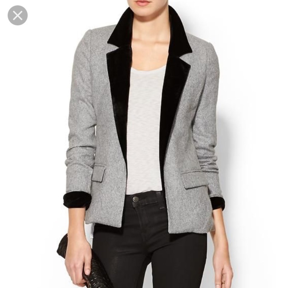 ISO Piperlime Grey Velvet Collar and Cuff Blazer